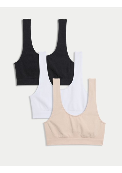 3'lü Dikişsiz Balensiz Crop Top Sütyen Seti