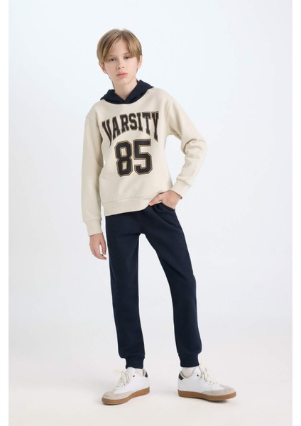 Erkek Çocuk 2'li Takım Baskılı Kapüşonlu Sweatshirt Eşofman Altı D4741A8NS