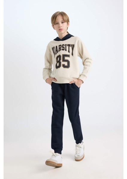 Erkek Çocuk 2'li Takım Baskılı Kapüşonlu Sweatshirt Eşofman Altı D4741A8NS