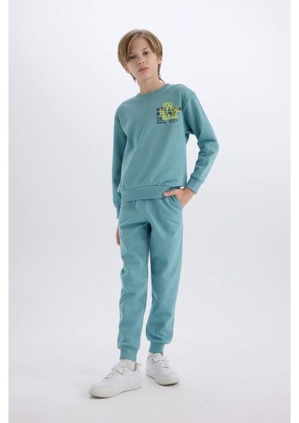Erkek Çocuk 2'li Takım Baskılı Sweatshirt Eşofman Altı D5223A8NS