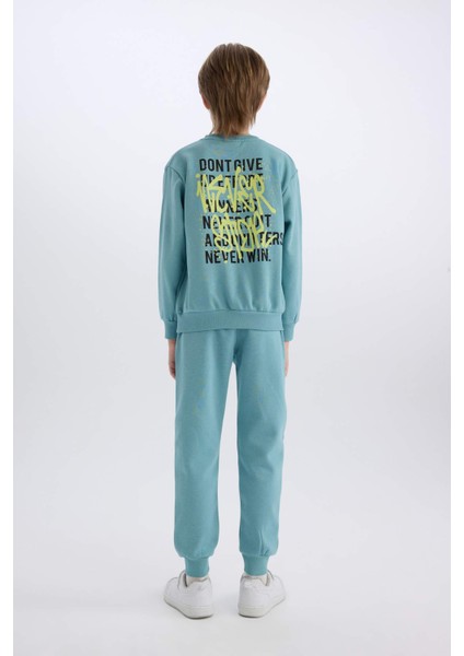 Erkek Çocuk 2'li Takım Baskılı Sweatshirt Eşofman Altı D5223A8NS