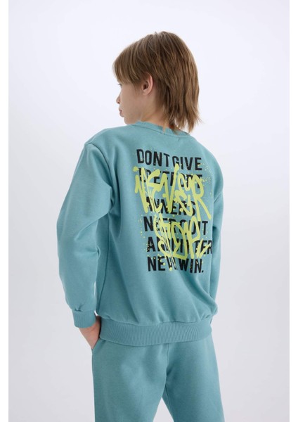 Erkek Çocuk 2'li Takım Baskılı Sweatshirt Eşofman Altı D5223A8NS