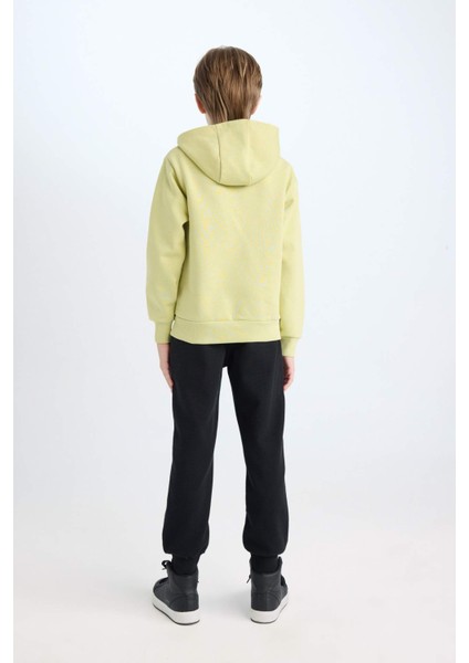 Erkek Çocuk 2'li Takım Kapüşonlu Baskılı Sweatshirt Beli Lastikli Jogger Eşofman Altı D5222A824WN