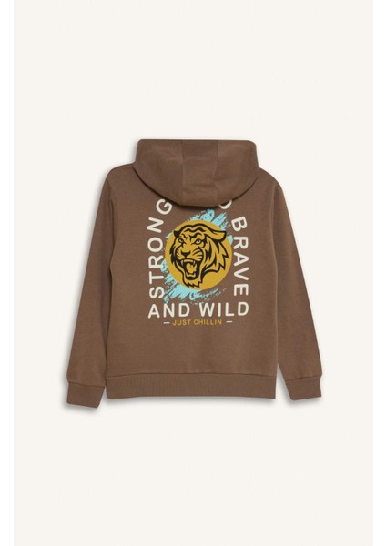 Erkek Çocuk 2'li Takım Baskılı Kapüşonlu Sweatshirt Eşofman Altı D4748A8NS