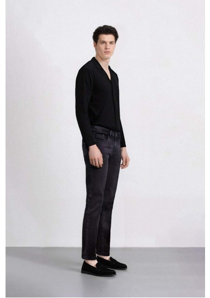 Carlo Skinny Fit Ekstra Dar Kalıp Normal Bel Ekstra Dar Paça Siyah Jean Pantolon S2285AZ25SP