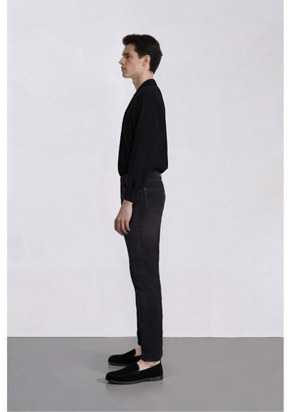 Carlo Skinny Fit Ekstra Dar Kalıp Normal Bel Ekstra Dar Paça Siyah Jean Pantolon S2285AZ25SP