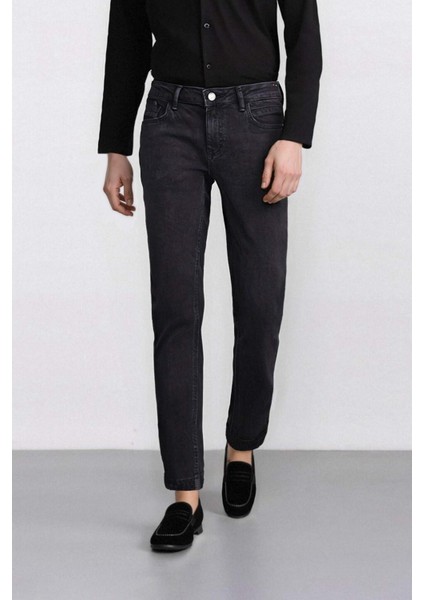 Carlo Skinny Fit Ekstra Dar Kalıp Normal Bel Ekstra Dar Paça Siyah Jean Pantolon S2285AZ25SP