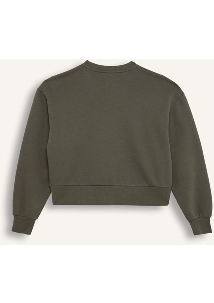 Boxy Fit Bisiklet Yaka Kalın Basic Düz Sweatshirt B8568AX24WN