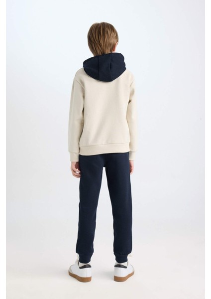 Erkek Çocuk 2'li Takım Baskılı Kapüşonlu Sweatshirt Eşofman Altı D4741A8NS