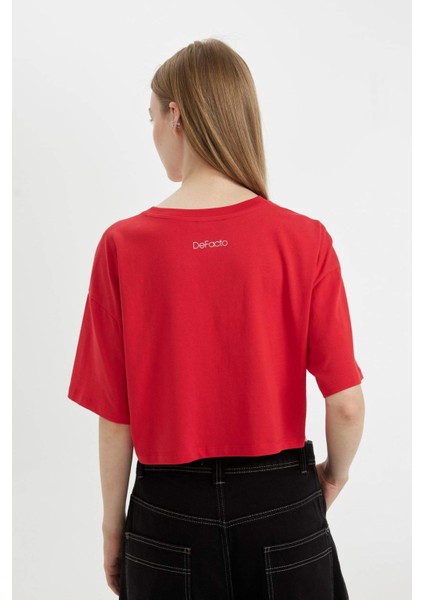 Oversize Geniş Kalıp Baskılı Kısa Kollu Tişört D6045AX24SM