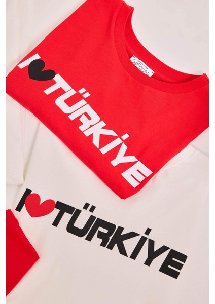 Oversize Geniş Kalıp Baskılı Kısa Kollu Tişört D6045AX24SM