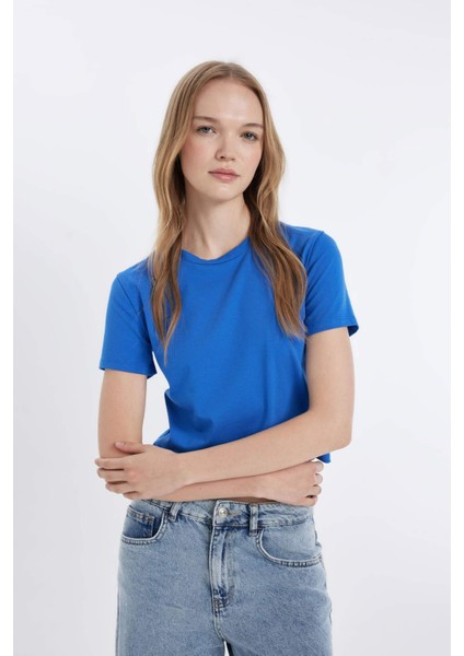 Coool Fitted Bisiklet Yaka Basic Düz Kısa Kollu Tişört Z8790AZ24AU