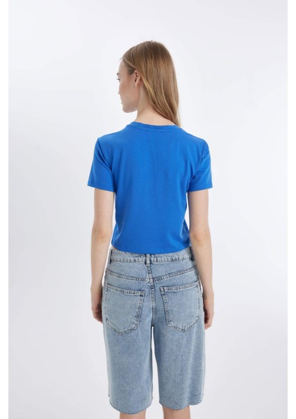 Coool Fitted Bisiklet Yaka Basic Düz Kısa Kollu Tişört Z8790AZ24AU