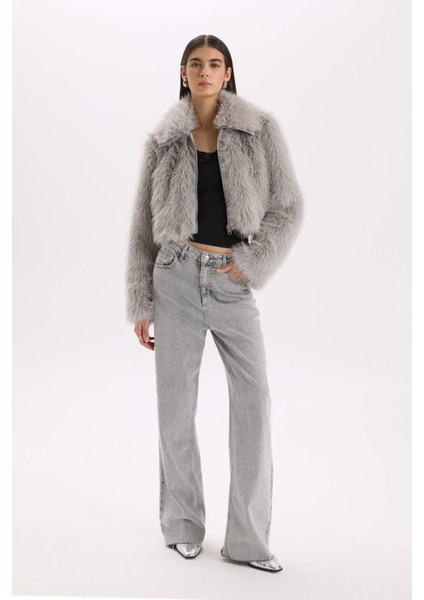 Regular Fit Cepli Fermuarlı Kısa Suni Kürk Ceket Mont D5956AX24WN