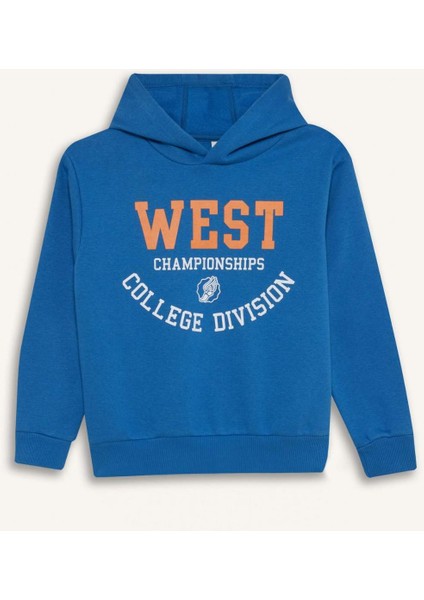 Erkek Çocuk 2'li Takım Kapüşonlu Baskılı Sweatshirt Beli Lastikli Eşofman Altı D5672A824WN
