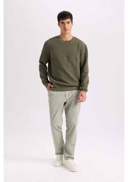 Regular Fit Bisiklet Yaka Jakarlı Sweatshirt D5392AX24AU