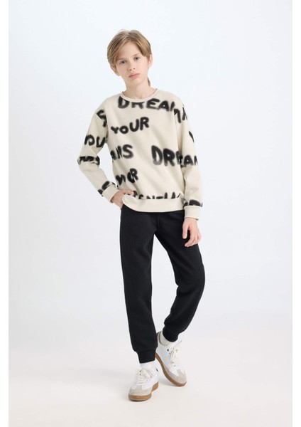 Erkek Çocuk 2'li Takım Desenli Sweatshirt Beli Lastikli Eşofman Altı D3562A824WN