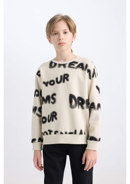 Erkek Çocuk 2'li Takım Desenli Sweatshirt Beli Lastikli Eşofman Altı D3562A824WN