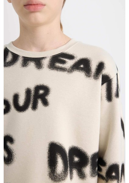 Erkek Çocuk 2'li Takım Desenli Sweatshirt Beli Lastikli Eşofman Altı D3562A824WN