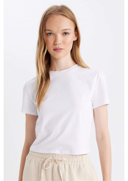 Coool Fitted Bisiklet Yaka Basic Düz Kısa Kollu Tişört Z8790AZ24AU