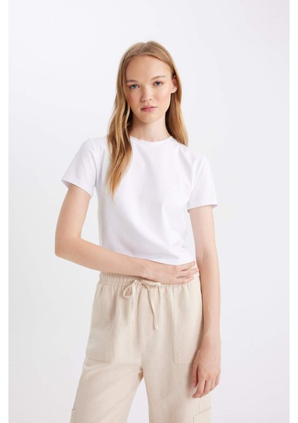 Coool Fitted Bisiklet Yaka Basic Düz Kısa Kollu Tişört Z8790AZ24AU