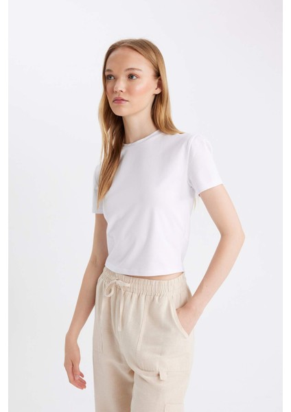 Coool Fitted Bisiklet Yaka Basic Düz Kısa Kollu Tişört Z8790AZ24AU