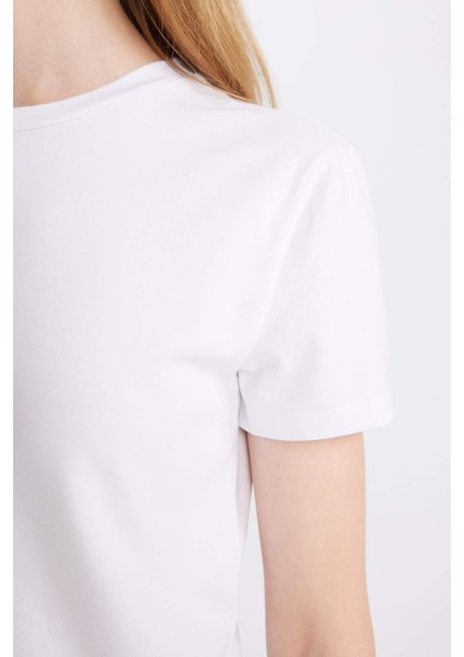 Coool Fitted Bisiklet Yaka Basic Düz Kısa Kollu Tişört Z8790AZ24AU