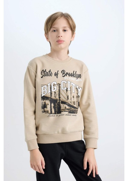 Erkek Çocuk 2'li Takım Baskılı Sweatshirt Beli Lastikli Jogger Eşofman Altı D3567A824WN