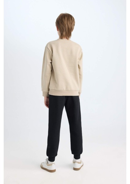 Erkek Çocuk 2'li Takım Baskılı Sweatshirt Beli Lastikli Jogger Eşofman Altı D3567A824WN