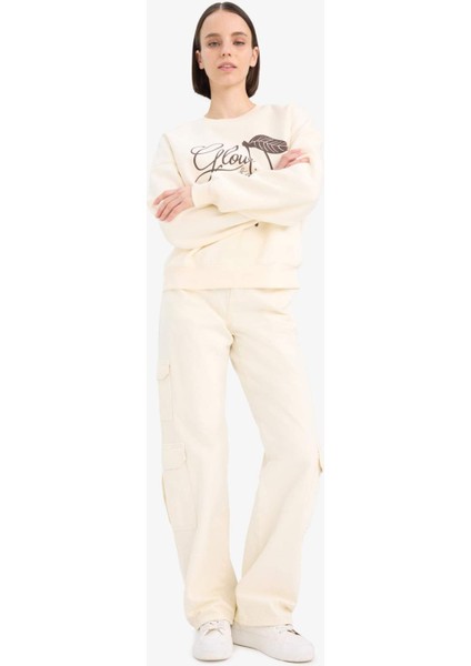 Straight Fit Gabardin Pantolon Kargo Cepli Normal Bel Düz Paça D3762AX24AU