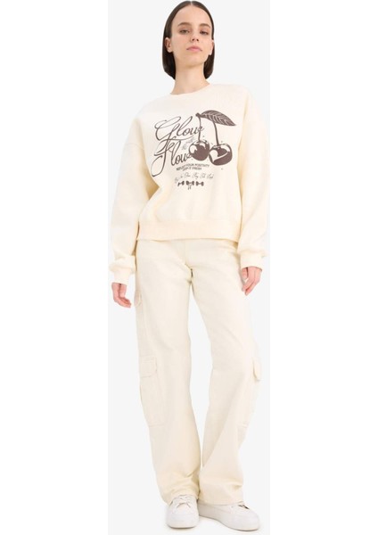 Straight Fit Gabardin Pantolon Kargo Cepli Normal Bel Düz Paça D3762AX24AU