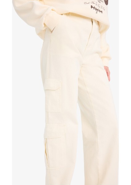 Straight Fit Gabardin Pantolon Kargo Cepli Normal Bel Düz Paça D3762AX24AU