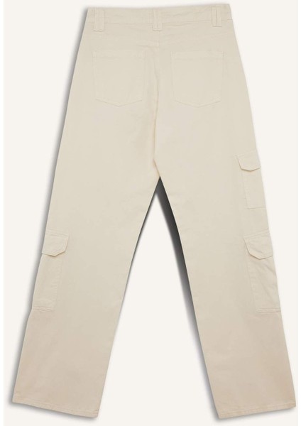 Straight Fit Gabardin Pantolon Kargo Cepli Normal Bel Düz Paça D3762AX24AU