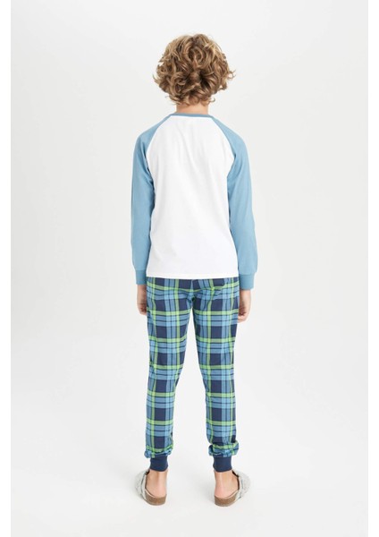 Erkek Çocuk Pijama Takımı Baskılı Uzun Kollu Üst Beli Lastikli Uzun Alt D4365A824WN