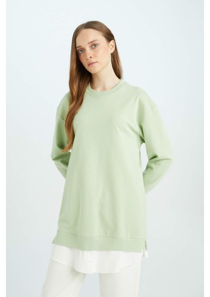 Regular Fit Bisiklet Yaka Basic Düz Sweatshirt Tunik A9529AX24AU