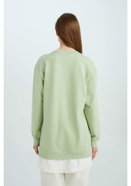 Regular Fit Bisiklet Yaka Basic Düz Sweatshirt Tunik A9529AX24AU