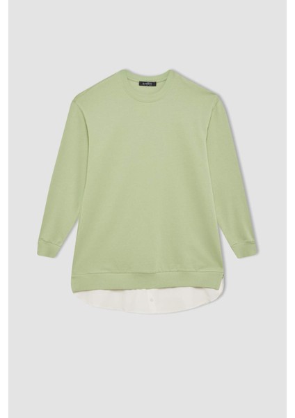 Regular Fit Bisiklet Yaka Basic Düz Sweatshirt Tunik A9529AX24AU