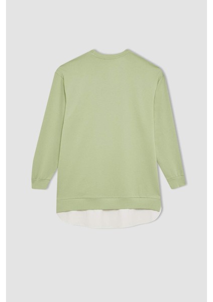 Regular Fit Bisiklet Yaka Basic Düz Sweatshirt Tunik A9529AX24AU