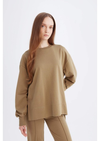 Regular Fit Bisiklet Yaka Basic Düz Sweatshirt Tunik D4800AX24AU