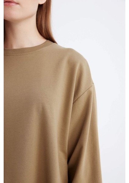 Regular Fit Bisiklet Yaka Basic Düz Sweatshirt Tunik D4800AX24AU