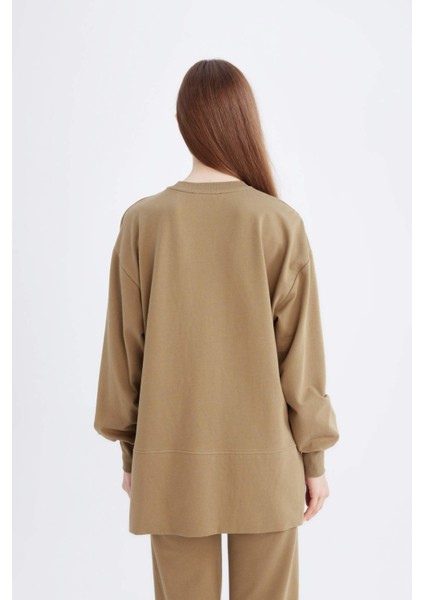 Regular Fit Bisiklet Yaka Basic Düz Sweatshirt Tunik D4800AX24AU