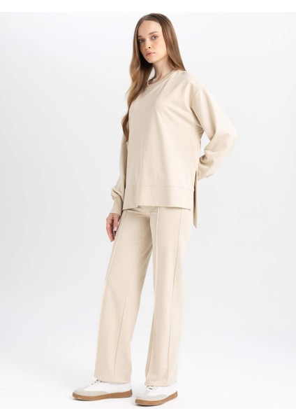 Wide Leg Geniş Bol Paça Eşofman Altı Beli Lastikli Basic Düz D4805AX24AU