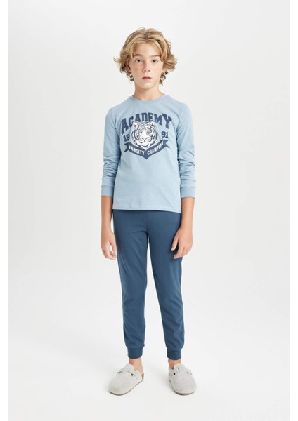 Erkek Çocuk Pijama Takımı Baskılı Uzun Kollu Üst Uzun Alt D4363A824WN
