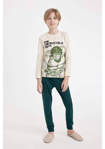 Erkek Çocuk Pijama Takımı Marvel Uzun Kollu Üst Beli Lastikli Uzun Alt D4366A824WN