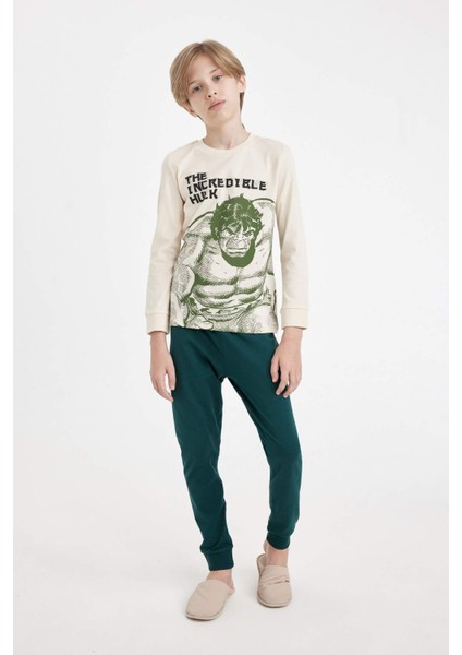 Erkek Çocuk Pijama Takımı Marvel Uzun Kollu Üst Beli Lastikli Uzun Alt D4366A824WN