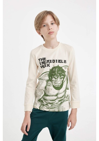 Erkek Çocuk Pijama Takımı Marvel Uzun Kollu Üst Beli Lastikli Uzun Alt D4366A824WN