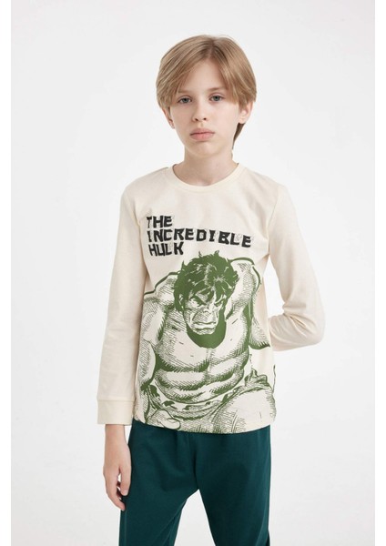Erkek Çocuk Pijama Takımı Marvel Uzun Kollu Üst Beli Lastikli Uzun Alt D4366A824WN