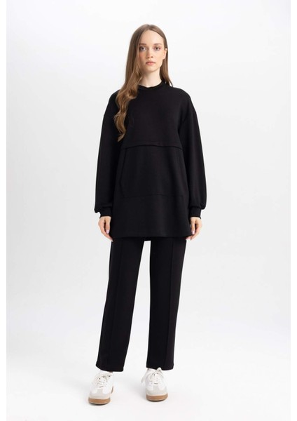 Regular Fit Rahat Kalıp Basic Düz Fitilli Çift Cepli Casual Siyah Pantolon B0044AX24AU