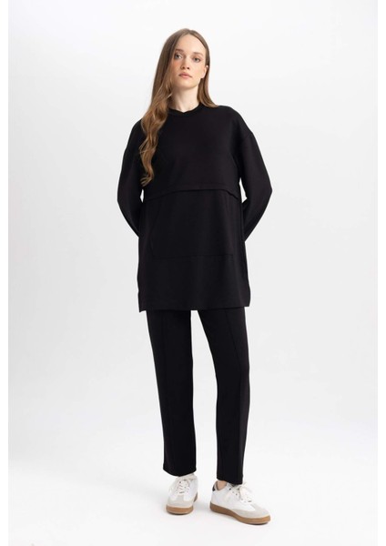 Regular Fit Rahat Kalıp Basic Düz Fitilli Çift Cepli Casual Siyah Pantolon B0044AX24AU