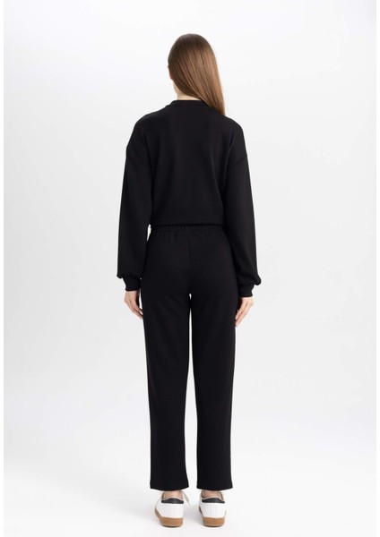 Regular Fit Rahat Kalıp Basic Düz Fitilli Çift Cepli Casual Siyah Pantolon B0044AX24AU